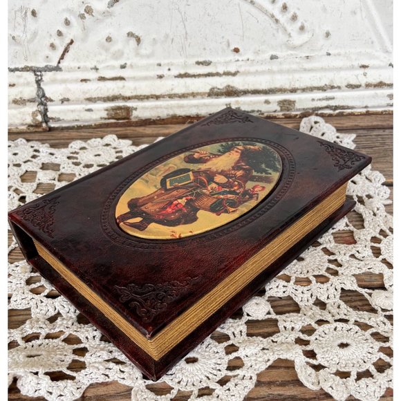 Vintage Leather Book Box Hidden Safe St Nicholas/Santa - Picture 4 of 10